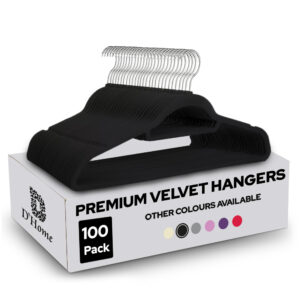 D'Home 100-Pack Black Velvet Non-Slip Suit Hangers – Ultra Thin, Strong & 360° Swivel