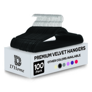 D'Home 100-Pack Black Velvet Non-Slip Coat Hangers with 360° Swivel Hook