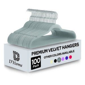 D'Home Velvet Non-Slip Hangers 100-Pack – Grey